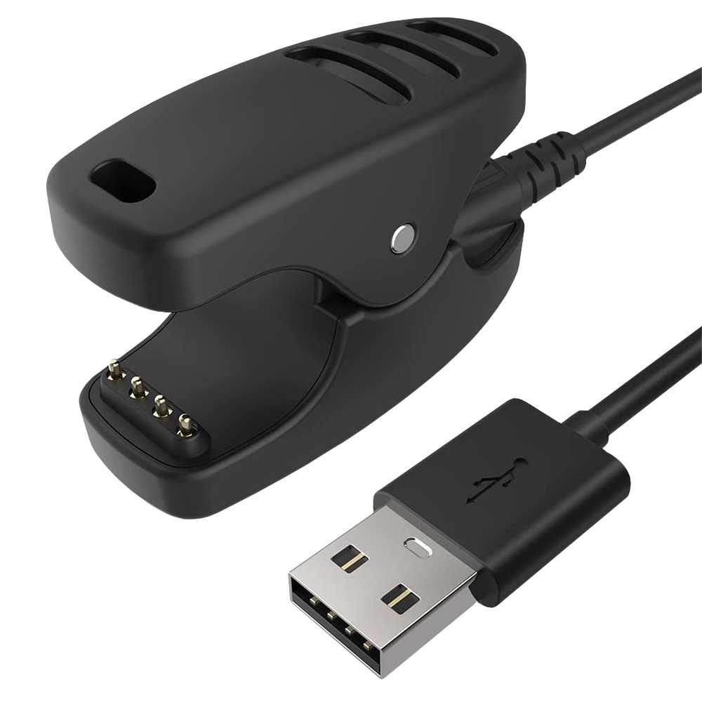 Cable Cargador Puerto USB 1m Negro Compatible con Reloj Kailash Traverse Fitness Spartan Trainer Ambit 1 2 3 de Repuesto Recambio Carga