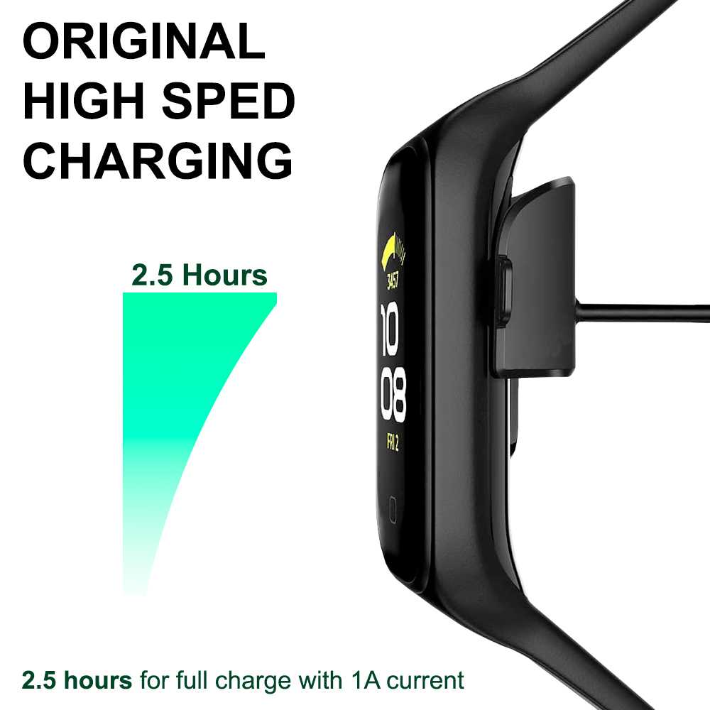 Cable Cargador Puerto USB 1m Negro Compatible con Reloj Samsung Galax Fit 2 SM-R220 de Repuesto Recambio Carga