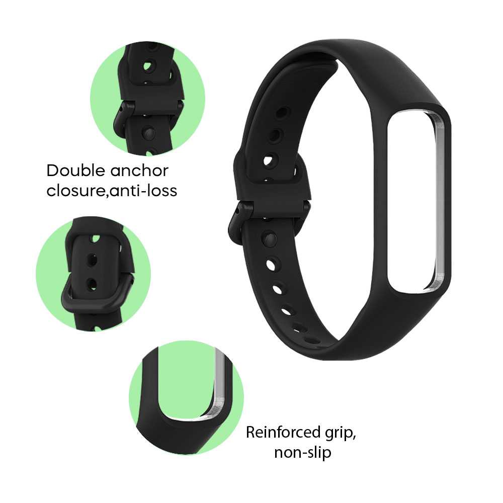 Pulsera Deportiva de Repuesto de Silicona Suave Correas Compatible con S Galaxy Fit 2 Unisex Negro