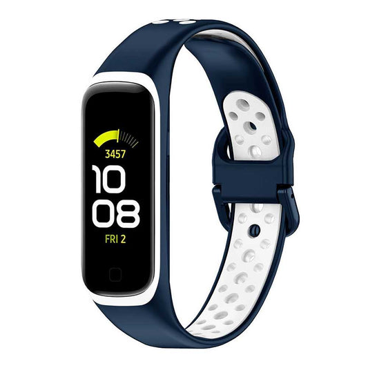 Pulsera Deportiva de Repuesto de Silicona Suave Correas Compatible con S Galaxy Fit 2 Unisex Azul/Blanco