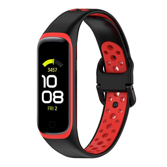 Pulsera Deportiva de Repuesto de Silicona Suave Correas Compatible con S Galaxy Fit 2 Unisex Negro/Rojo