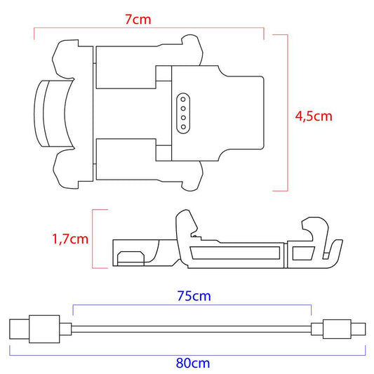 Base de Carga 80cm USB 2.0 Negro Compatible con Garmn D2 Bravo, Tactix Bravo, Quatix3, Fnx 3/ HR Cable Cargador
