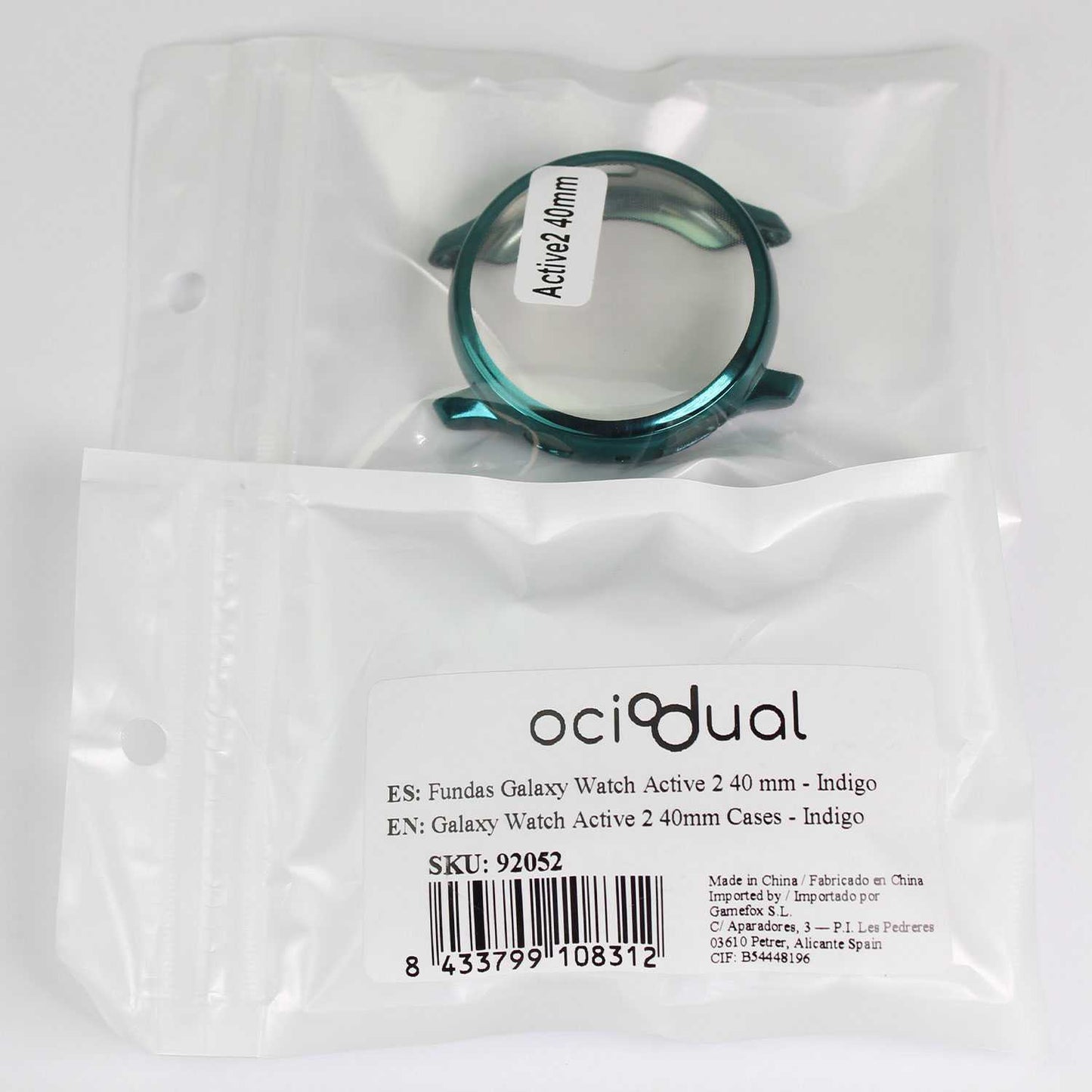 Funda Protectora de TPU Verde Azulado Compatible con Relojes Inteligentes Samsung Galaxy Watch Active 2 (40mm)