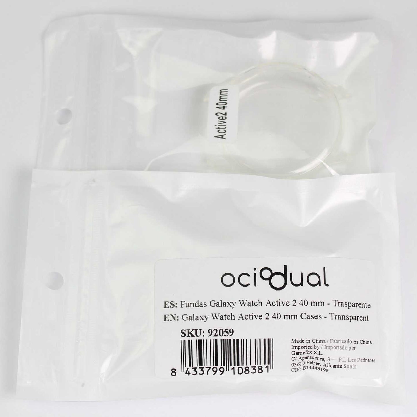 Funda Protectora de TPU Transparente Compatible con Relojes Inteligentes Samsung Galaxy Watch Active 2 (40mm)