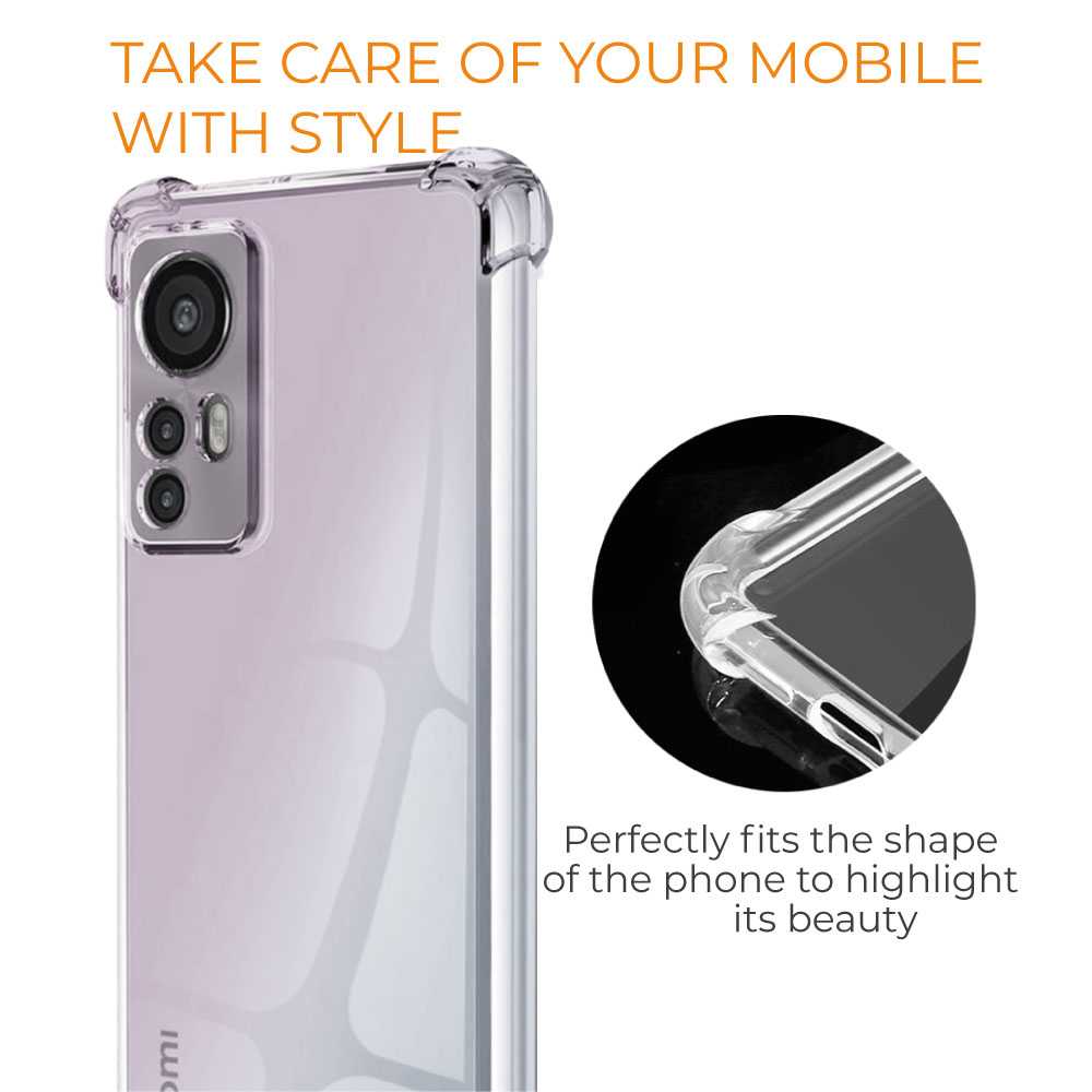 Funda de TPU para Xiaomi 12 Pro, Carcasa Flexible con Esquinas Reforzadas Antigolpes, Protección en Cámaras, Silicona Transparente
