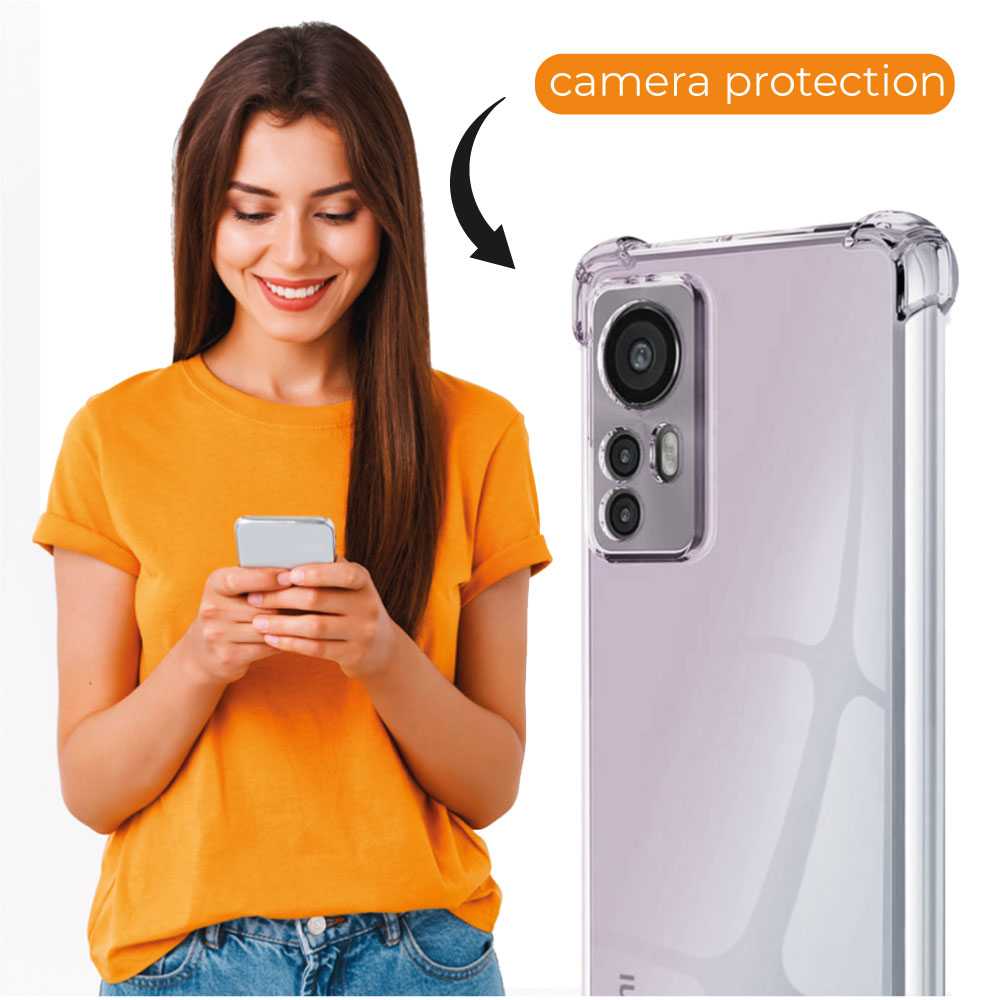 Funda de TPU para Xiaomi 12 Pro, Carcasa Flexible con Esquinas Reforzadas Antigolpes, Protección en Cámaras, Silicona Transparente
