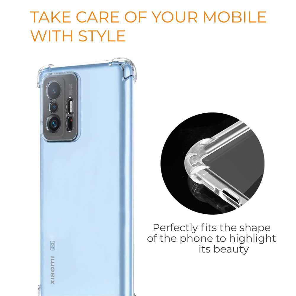 Funda de TPU para Xiaomi Mi 11T/Pro, Carcasa Flexible con Esquinas Reforzadas Antigolpes, Protección en Cámaras, Silicona Transparente