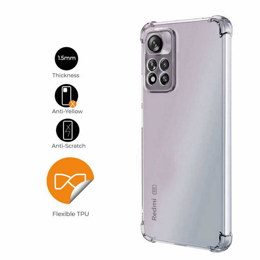 Funda de TPU para Xiaomi Redmi Note 11S 5G, Carcasa Flexible con Esquinas Reforzadas Antigolpes, Protección en Cámaras, Silicona Transparente