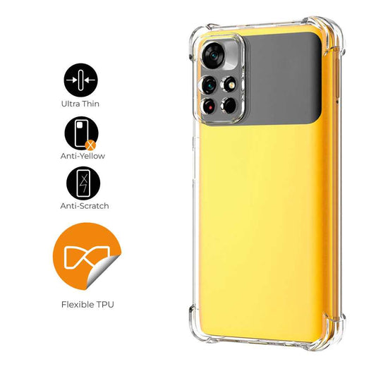 Funda de TPU para Xiaomi Poco M4 Pro 5G, Carcasa Flexible con Esquinas Reforzadas Antigolpes, Protección en Cámaras, Silicona Transparente