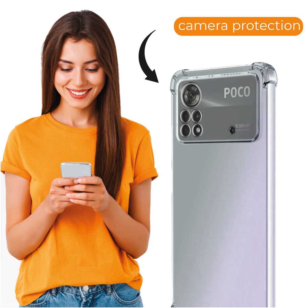 Funda de TPU para Xiaomi Poco X4 Pro 5G, Carcasa Flexible con Esquinas Reforzadas Antigolpes, Protección en Cámaras, Silicona Transparente