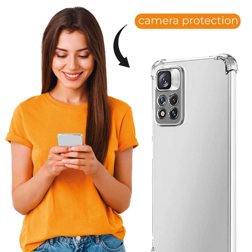 Funda de TPU para Xiaomi Redmi Note 11 Pro Plus 5G, Carcasa Flexible con Esquinas Reforzadas Antigolpes, Protección en Cámaras, Silicona Transparente
