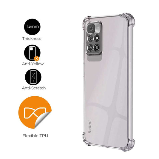 Funda de TPU para Xiaomi Redmi 10, Carcasa Flexible con Esquinas Reforzadas Antigolpes, Protección en Cámaras, Silicona Transparente