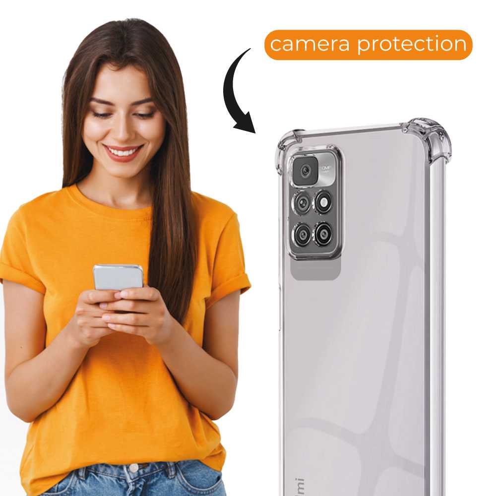 Funda de TPU para Xiaomi Redmi 10, Carcasa Flexible con Esquinas Reforzadas Antigolpes, Protección en Cámaras, Silicona Transparente