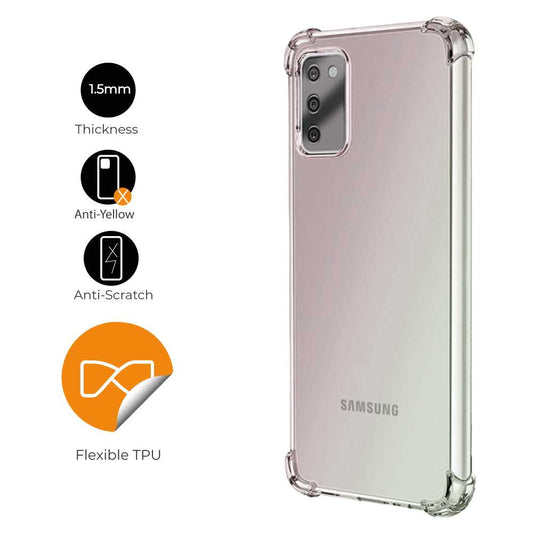 Funda de TPU para Samsung Galaxy A03S, Carcasa Flexible con Esquinas Reforzadas Antigolpes, Protección en Cámaras, Silicona Transparente