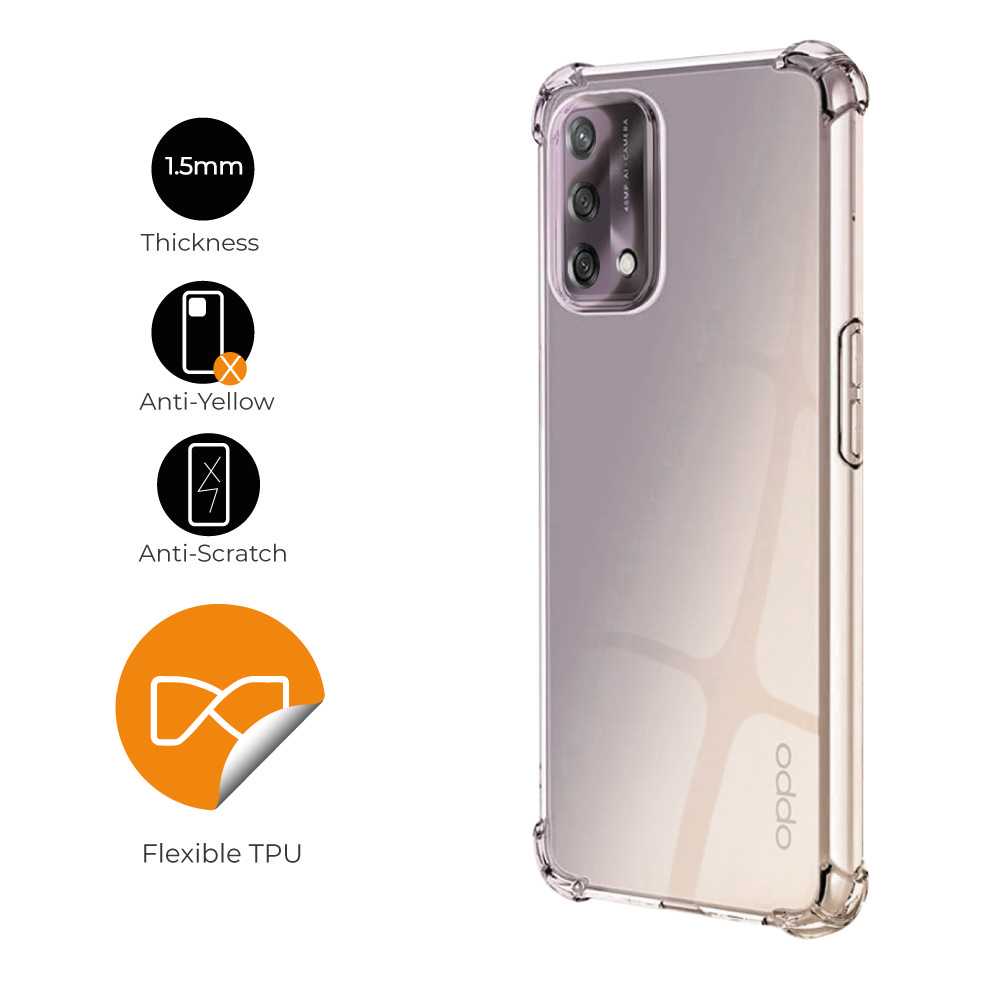 Funda de TPU para Oppo A94 5G/A74 4G, Carcasa Flexible con Esquinas Reforzadas Antigolpes, Protección en Cámaras, Silicona Transparente