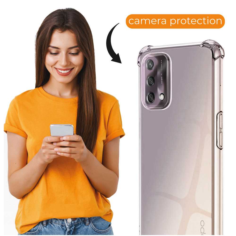 Funda de TPU para Oppo A94 5G/A74 4G, Carcasa Flexible con Esquinas Reforzadas Antigolpes, Protección en Cámaras, Silicona Transparente