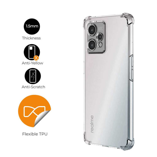 Funda de TPU para Realme 9 5G/9 Pro 5G, Carcasa Flexible con Esquinas Reforzadas Antigolpes, Protección en Cámaras, Silicona Transparente