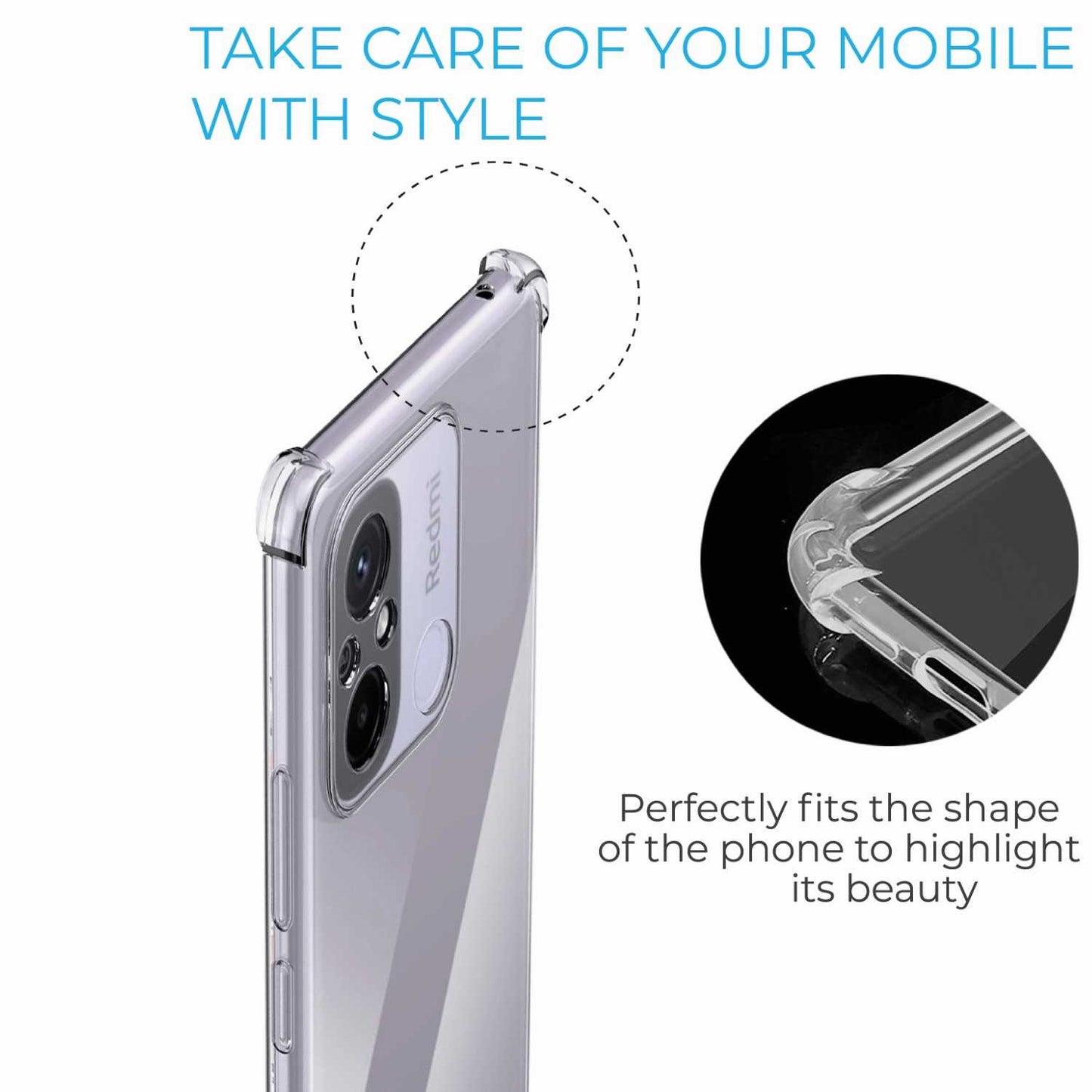Funda de TPU para Xiaomi Redmi 12C, Carcasa Flexible con Esquinas Reforzadas Antigolpes, Protección en Cámaras, Silicona Transparente