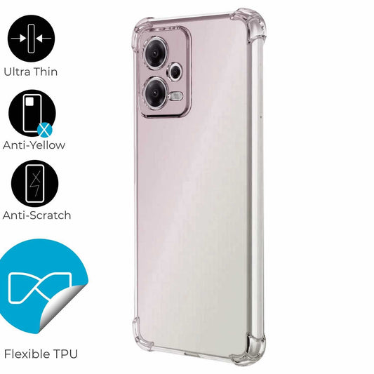 Funda de TPU para Xiaomi Redmi Note 12 Pro 5G/Poco X5 Pro 5G, Carcasa Flexible con Esquinas Reforzadas Antigolpes, Protección en Cámaras, Silicona Transparente