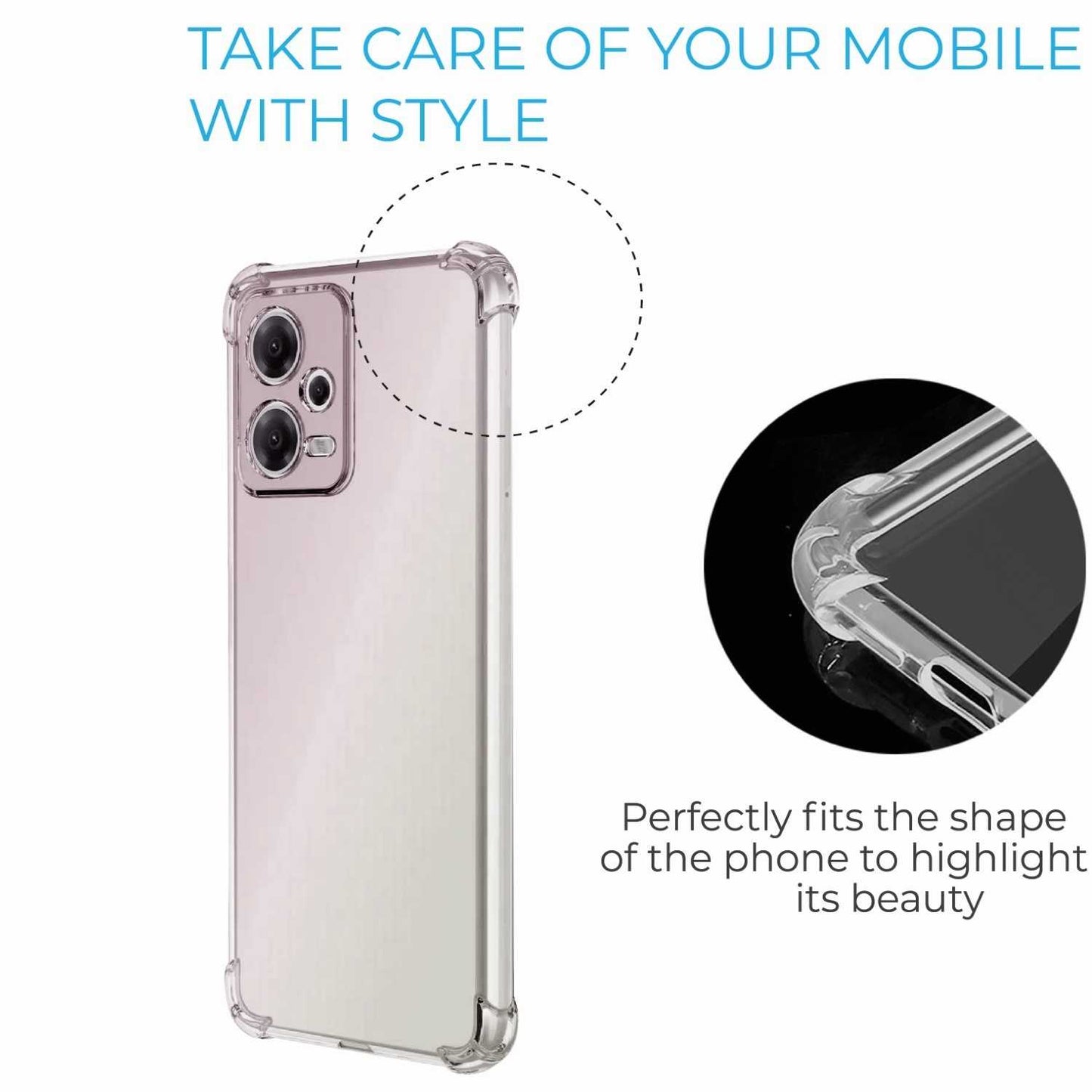 Funda de TPU para Xiaomi Redmi Note 12 Pro 5G/Poco X5 Pro 5G, Carcasa Flexible con Esquinas Reforzadas Antigolpes, Protección en Cámaras, Silicona Transparente