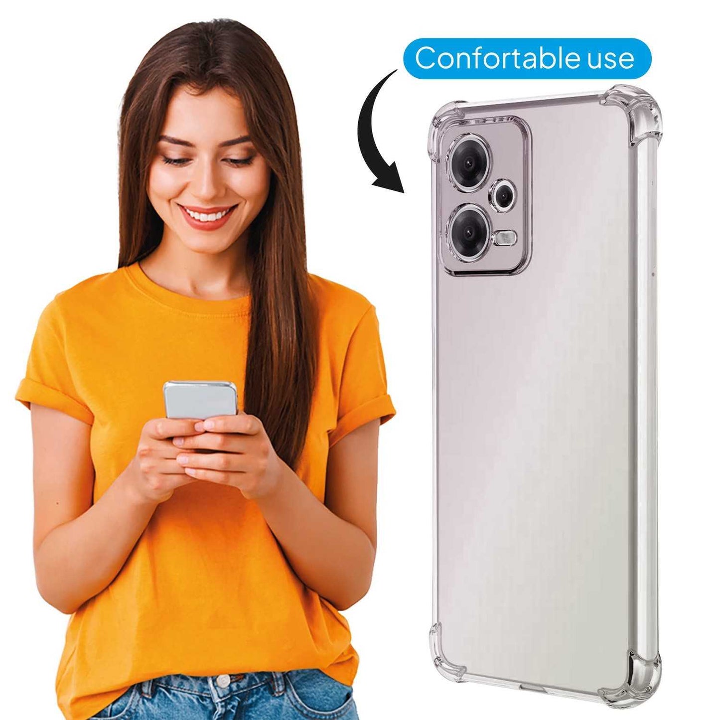 Funda de TPU para Xiaomi Redmi Note 12 Pro 5G/Poco X5 Pro 5G, Carcasa Flexible con Esquinas Reforzadas Antigolpes, Protección en Cámaras, Silicona Transparente