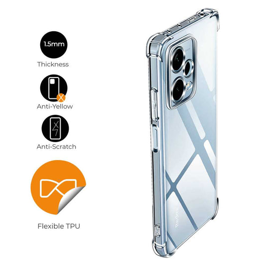 Funda de TPU para Redmi Note 12 Pro Plus, Carcasa Flexible con Esquinas Reforzadas Antigolpes, Protección en Cámaras, Silicona Transparente