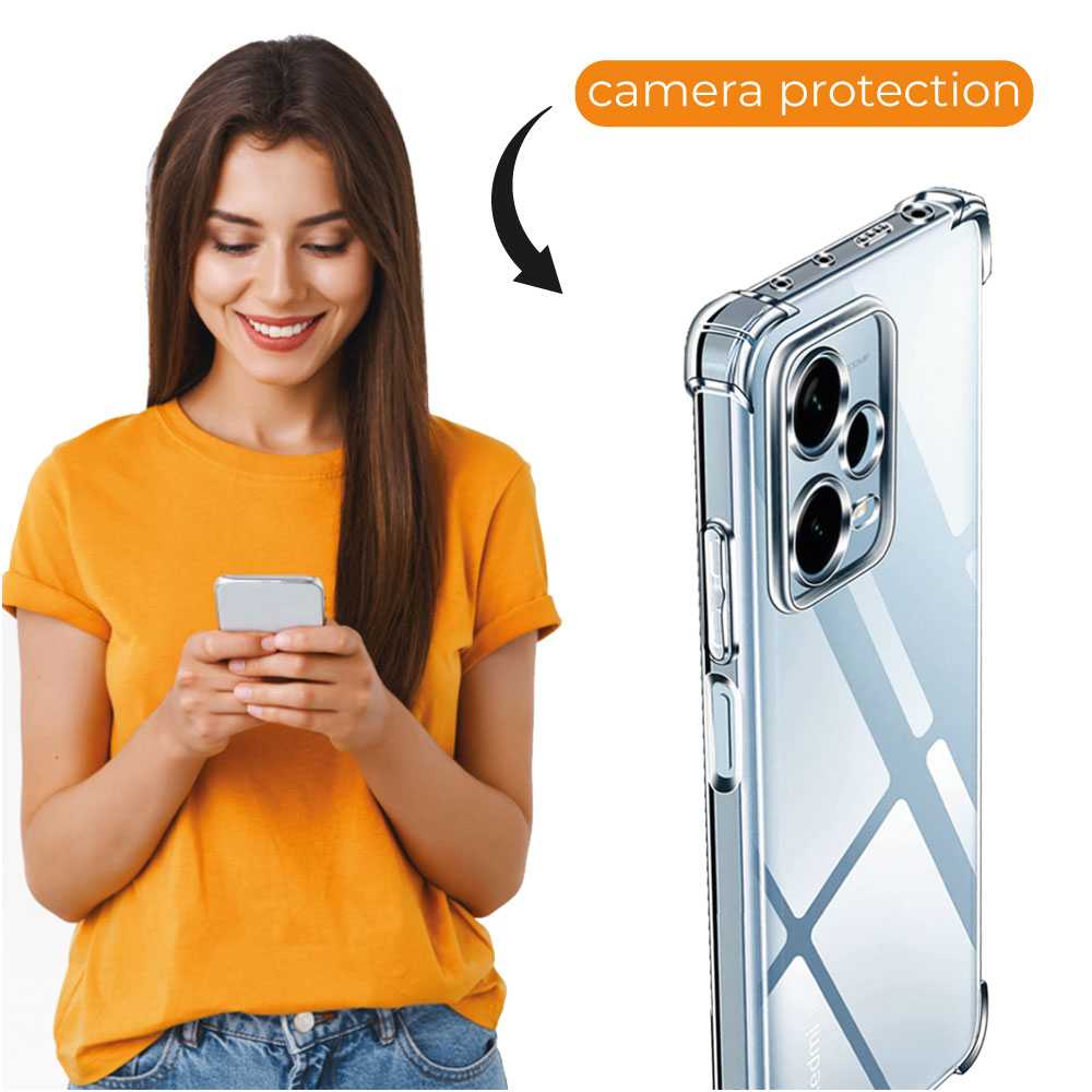 Funda de TPU para Redmi Note 12 Pro Plus, Carcasa Flexible con Esquinas Reforzadas Antigolpes, Protección en Cámaras, Silicona Transparente