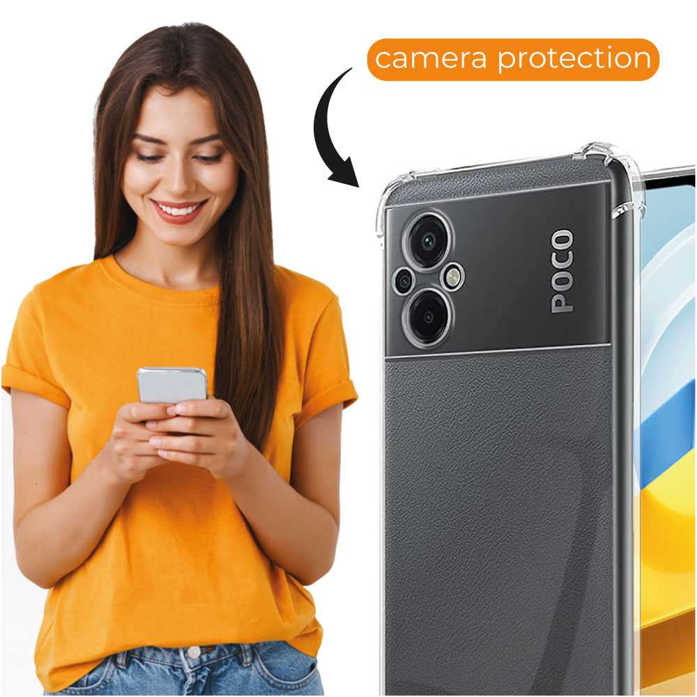 Funda de TPU para Xiaomi Poco M5 4G/M4 5G, Carcasa Flexible con Esquinas Reforzadas Antigolpes, Protección en Cámaras, Silicona Transparente