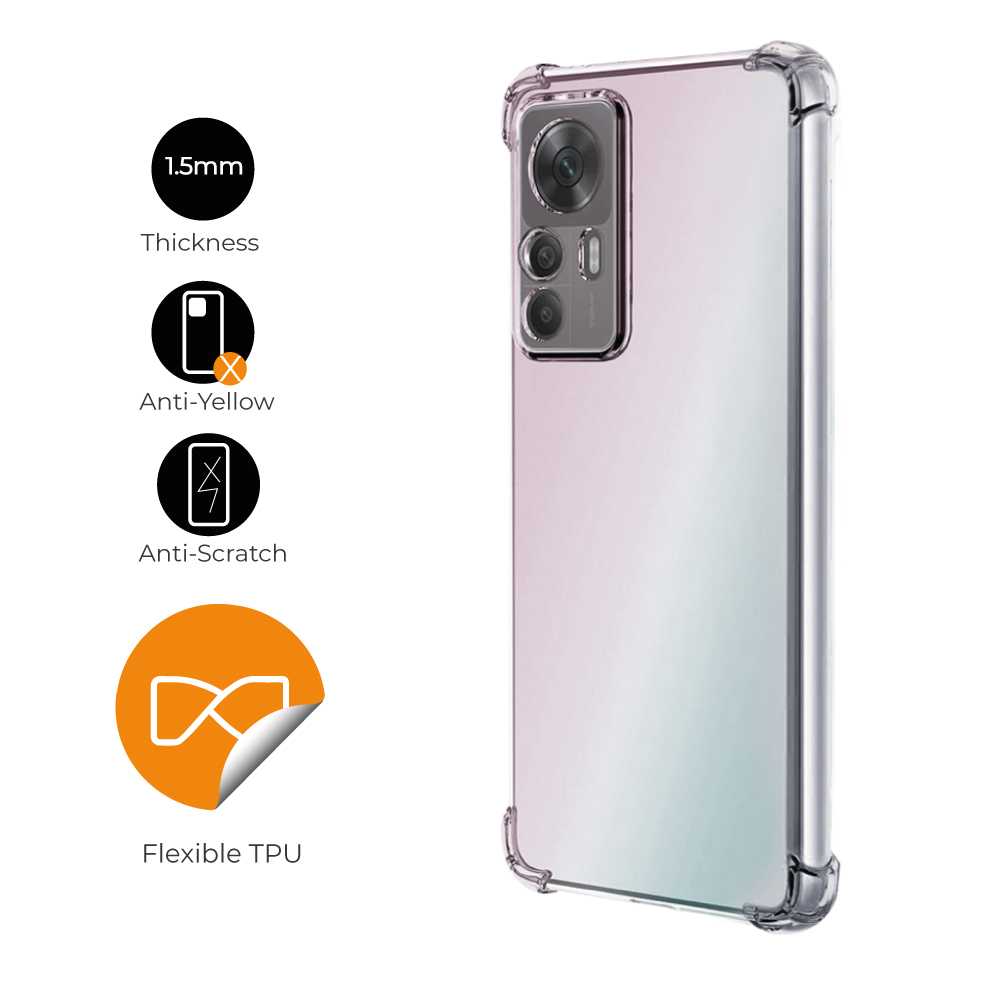 Funda de TPU para Xiaomi 12T/12T Pro, Carcasa Flexible con Esquinas Reforzadas, Antigolpes, Protección en Cámaras, Silicona Transparente