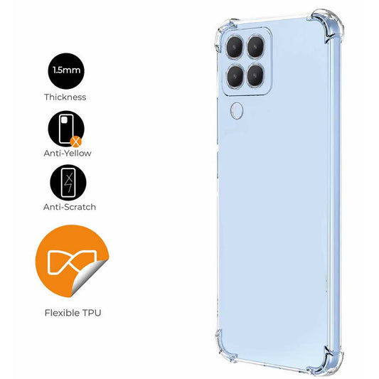 Funda de TPU para SAMSUNG Galaxy M33 5G, Carcasa Flexible con Esquinas Reforzadas, Antigolpes, Protección en Cámaras, Silicona Transparente