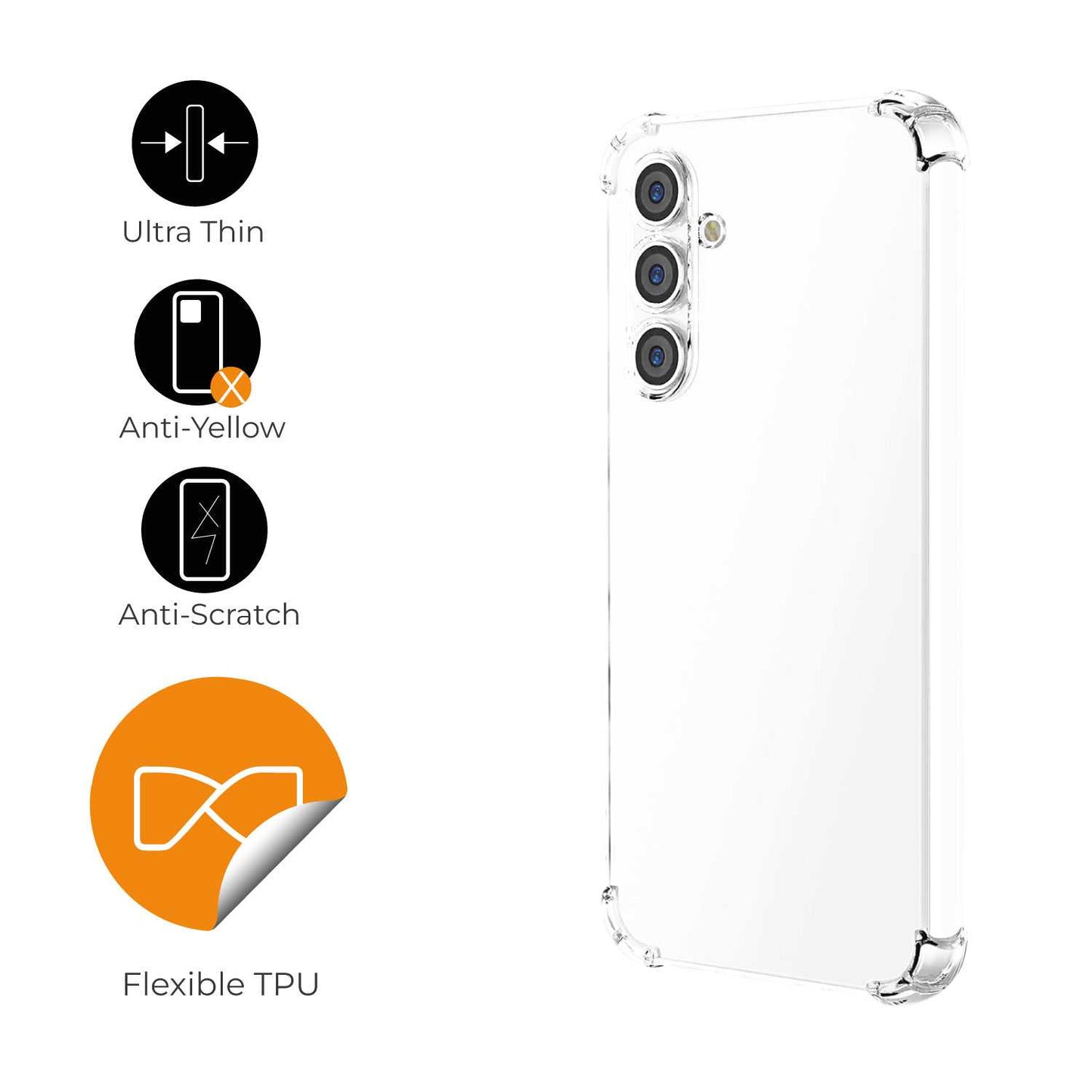 Funda de TPU para Samsung Galaxy A54 5G, Carcasa Flexible con Esquinas Reforzadas Antigolpes, Protección en Cámaras, Silicona Transparente