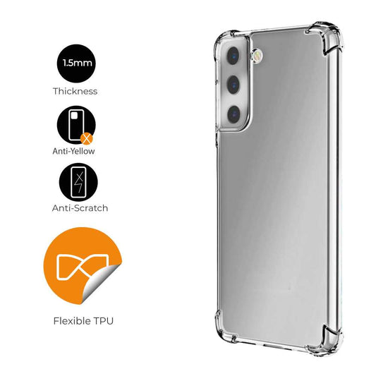 Funda de TPU para Samsung Galaxy S22, Carcasa Flexible con Esquinas Reforzadas Antigolpes, Protección en Cámaras, Silicona Transparente
