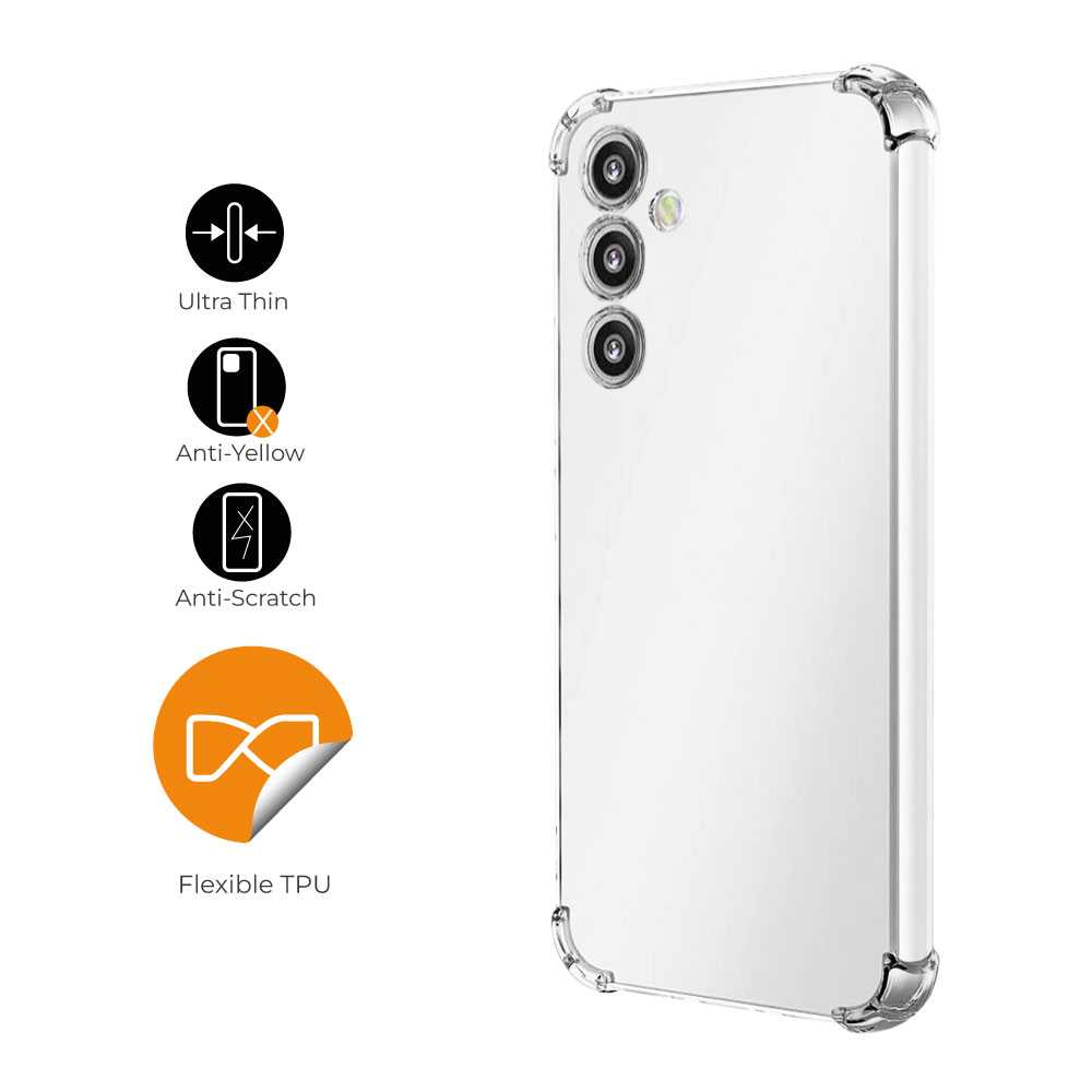 Funda de TPU para Samsung Galaxy A14, Carcasa Flexible con Esquinas Reforzadas Antigolpes, Protección en Cámaras, Silicona Transparente