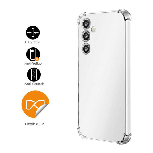 Funda de TPU para Samsung Galaxy A14, Carcasa Flexible con Esquinas Reforzadas Antigolpes, Protección en Cámaras, Silicona Transparente