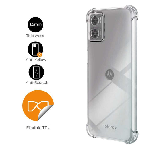 Funda de TPU para MOTOROLA Moto E22/Moto E22i, Carcasa Flexible con Esquinas Reforzadas Antigolpes, Protección en Cámaras, Silicona Transparente