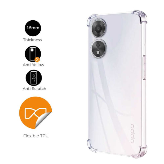 Funda de TPU para Oppo A78 5G, Carcasa Flexible con Esquinas Reforzadas Antigolpes, Protección en Cámaras, Silicona Transparente