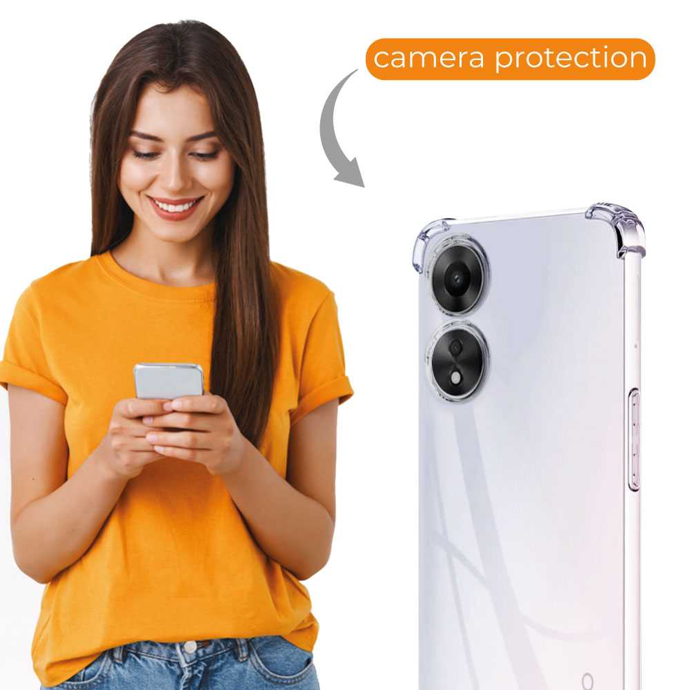 Funda de TPU para Oppo A78 5G, Carcasa Flexible con Esquinas Reforzadas Antigolpes, Protección en Cámaras, Silicona Transparente