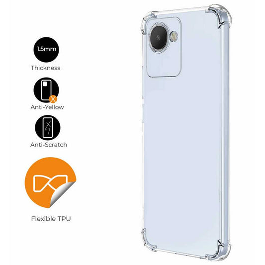 Funda de TPU para Realme Narzo 50i Prime/Realme C30, Carcasa Flexible con Esquinas Reforzadas, Antigolpes, Protección en Cámaras, Silicona Transparente