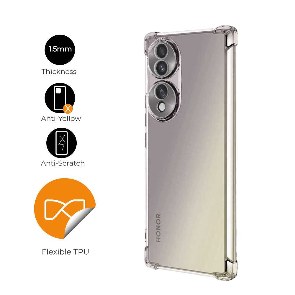 Funda de TPU para Honor 70 5G, Carcasa Flexible con Esquinas Reforzadas Antigolpes, Protección en Cámaras, Silicona Transparente