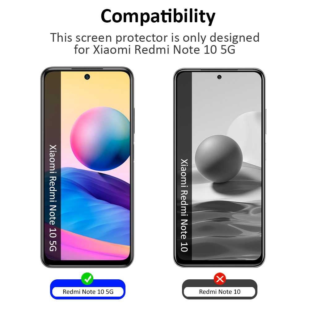Protector de Pantalla Cristal Templado con Borde Redondo Negro para Xiaomi Redmi Note 10 5G, Vidrio Templado Antigolpes 9D 9H 0.3mm Marco