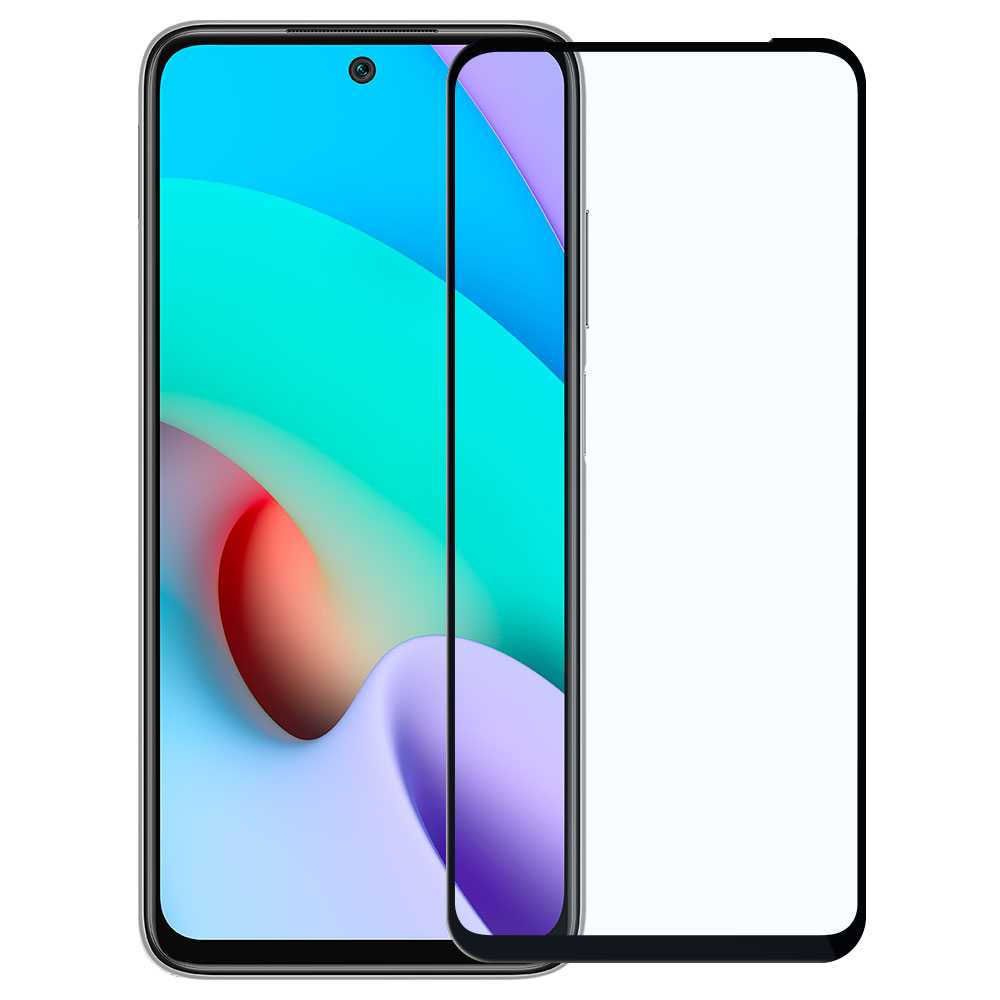 Protector de Pantalla Cristal Templado con Borde Redondo Negro para Xiaomi Redmi 10, Vidrio Templado Antigolpes 9D 9H 0.3mm Marco