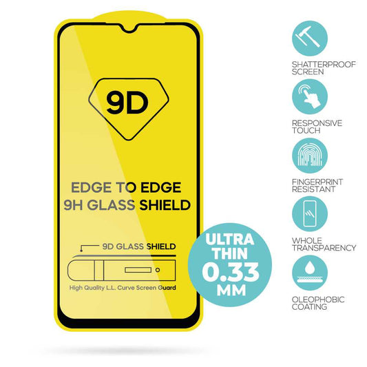 Protector de Pantalla Cristal Templado con Borde Redondo Negro para Oppo A77 5G/A57 4G/A57S, Vidrio Templado Antigolpes 9D 9H 0.3mm Marco