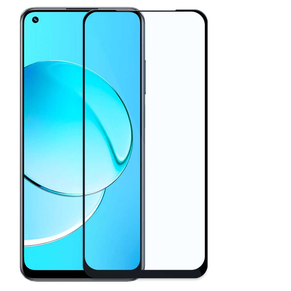 Protector de Pantalla Cristal Templado con Borde Redondo Negro para Realme 10, Vidrio Templado Antigolpes 9D 9H 0.3mm Marco