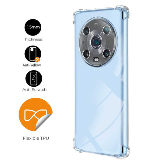 Funda de TPU para HONOR magic4 pro, Carcasa Flexible con Esquinas Reforzadas Antigolpes, Protección en Cámaras, Silicona Transparente