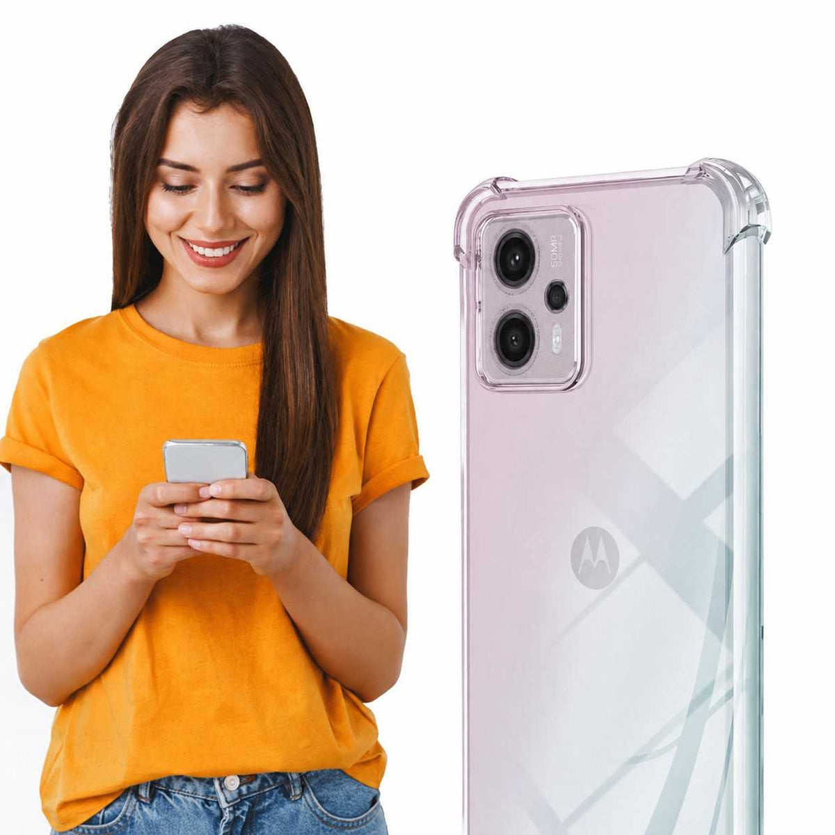 Funda de TPU para MOTOROLA moto g23 /moto g13, Carcasa Flexible con Esquinas Reforzadas Antigolpes, Protección en Cámaras, Silicona Transparente