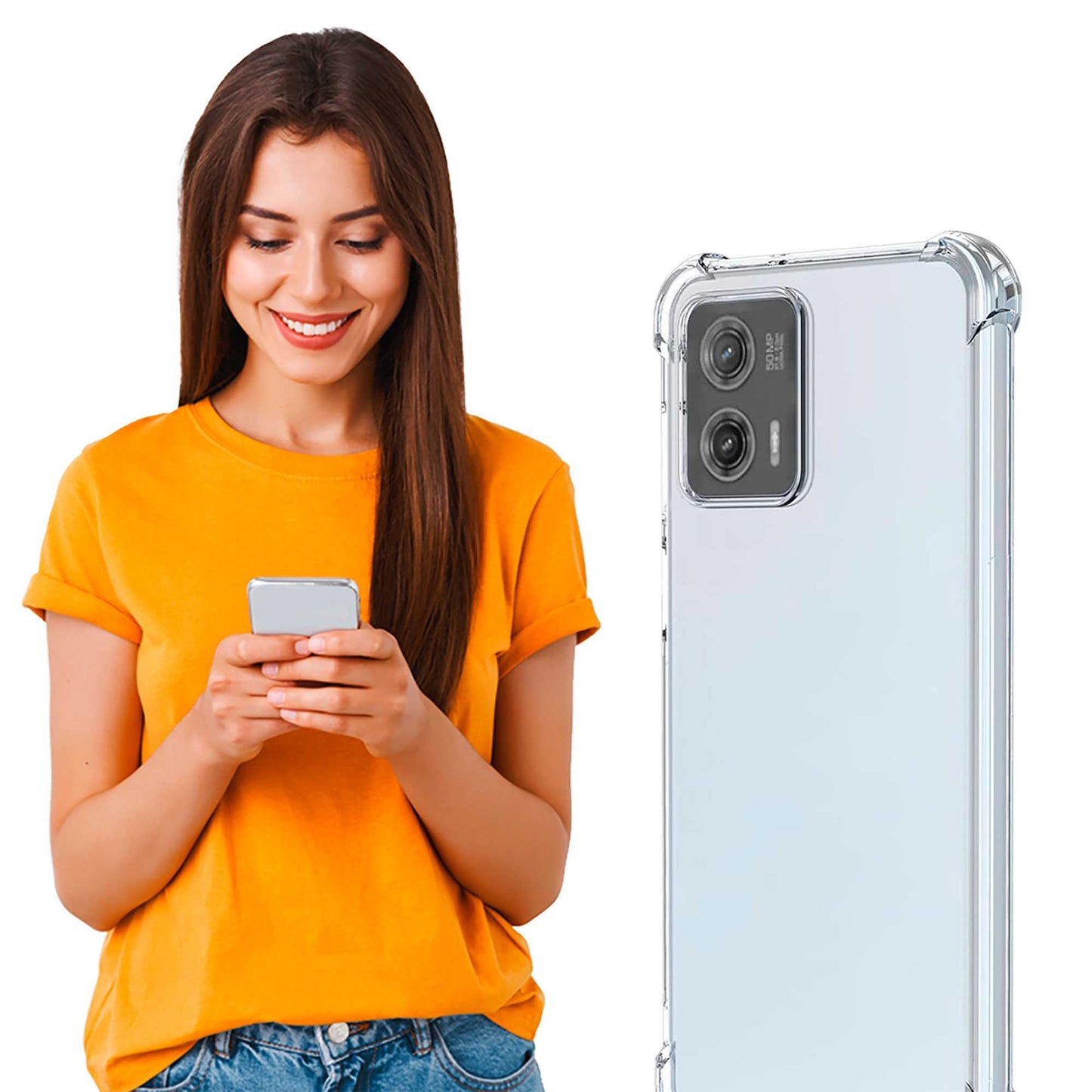 Funda de TPU para MOTOROLA moto g53 5G, Carcasa Flexible con Esquinas Reforzadas Antigolpes, Protección en Cámaras, Silicona Transparente
