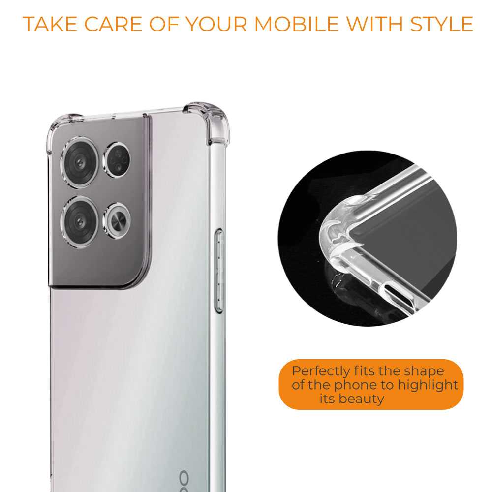 Funda de TPU para oppo reno 8 5G, Carcasa Flexible con Esquinas Reforzadas Antigolpes, Protección en Cámaras, Silicona Transparente