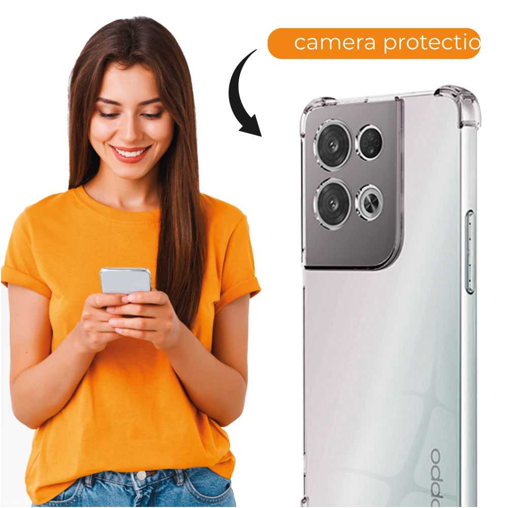Funda de TPU para oppo reno 8 5G, Carcasa Flexible con Esquinas Reforzadas Antigolpes, Protección en Cámaras, Silicona Transparente