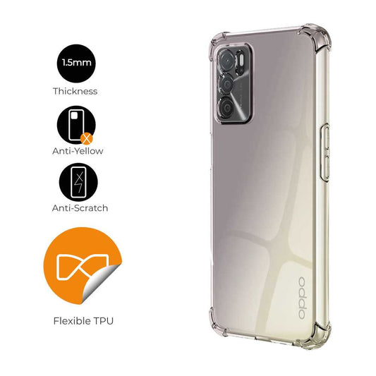 Funda de TPU para Oppo A16, Carcasa Flexible con Esquinas Reforzadas Antigolpes, Protección en Cámaras, Silicona Transparente