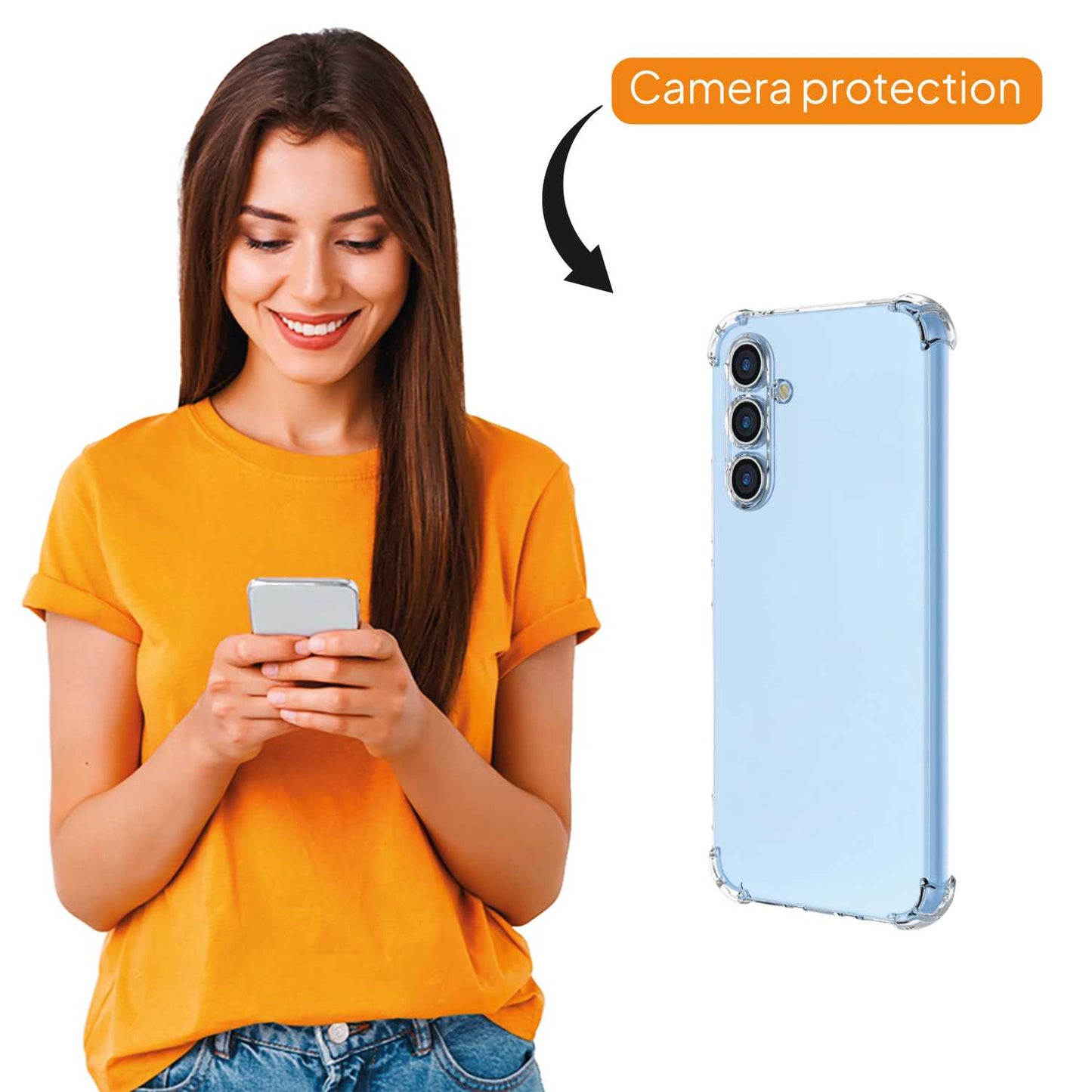 Funda de TPU para samsung galaxy a34 5G, Carcasa Flexible con Esquinas Reforzadas Antigolpes, Protección en Cámaras, Silicona Transparente